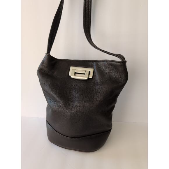 Tignanello Dark Brown Soft Pebbled Leather Multi-Compartment Shoulder Bag - Picture 1 of 11